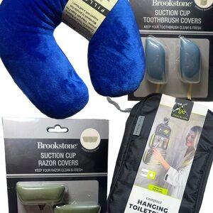 Travel Kit Neck Pillow Toothbrush Covers Razor Covers Hanging Toiletry Bag